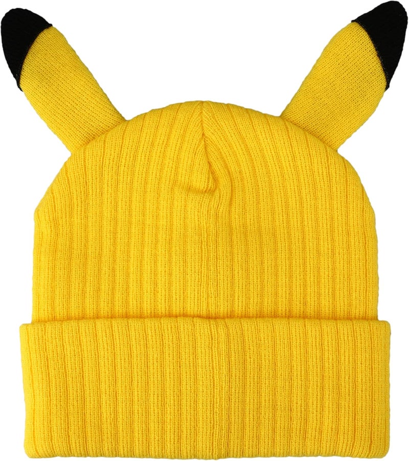 Bio World Pokemon Pikachu Inspired Adult Unisex Yellow Cuff Beanie - Image 3
